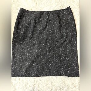 Lafayette 148 New York Virgin Wool Black and White Tweed Pencil Skirt Size 16